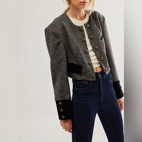 Free People Jackets & Blazers - NWOT Free People, Emily Jacket, Small in Black/Gray